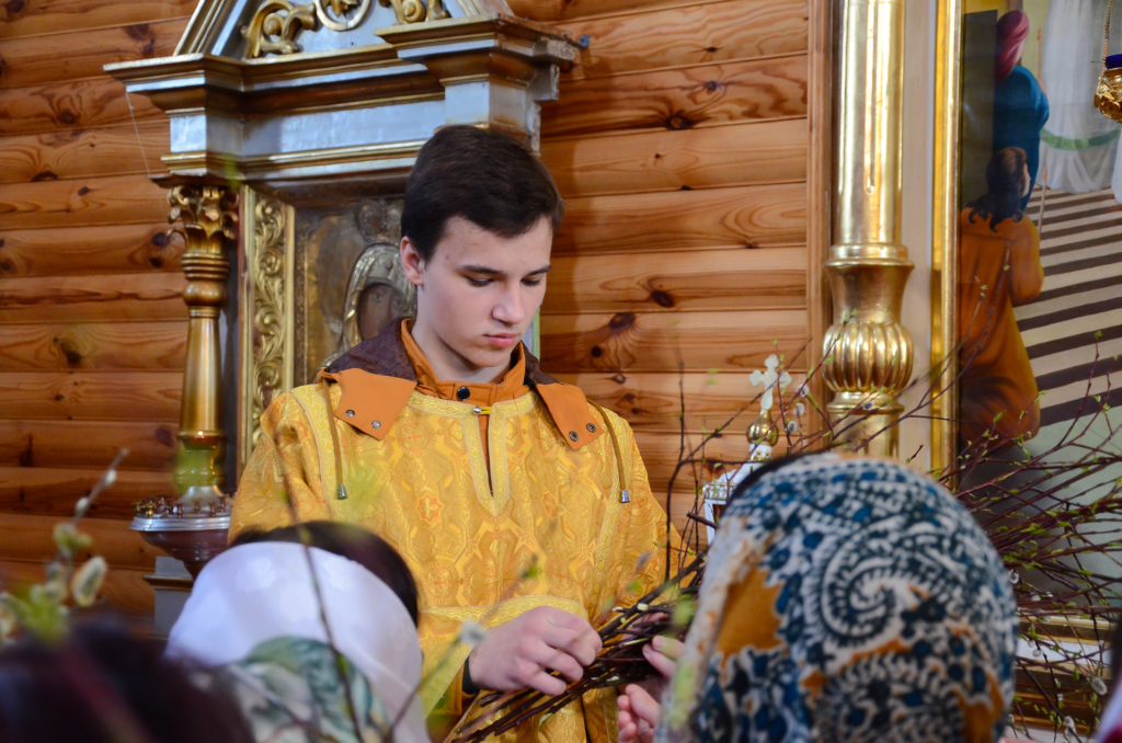Вербное воскресенье в Борисоглебском храме поселка Хиславичи