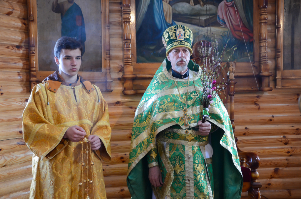 Вербное воскресенье в Борисоглебском храме поселка Хиславичи