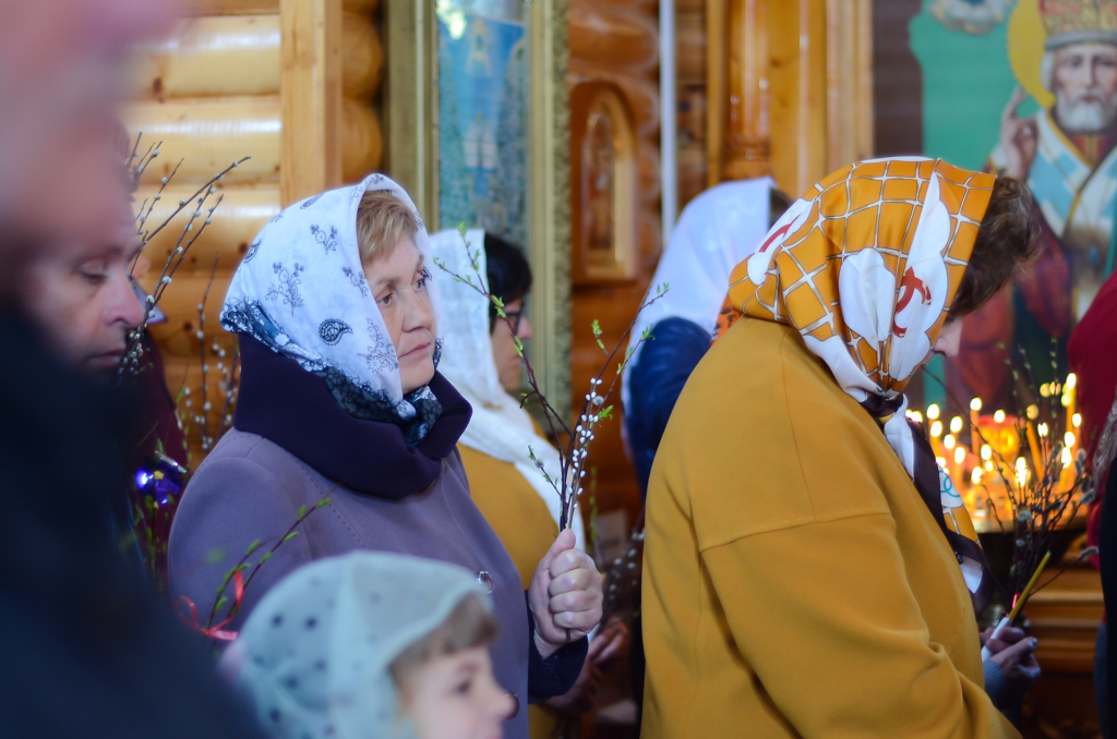 Вербное воскресенье в Борисоглебском храме поселка Хиславичи
