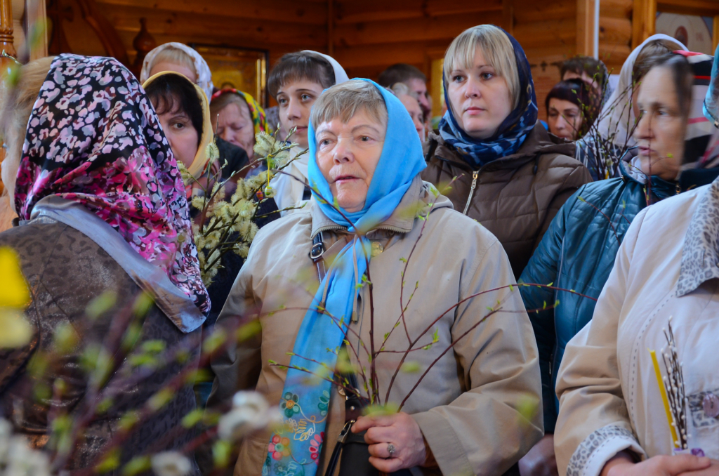 Вербное воскресенье в Борисоглебском храме поселка Хиславичи