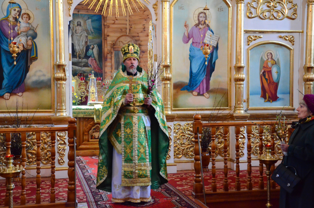 Вербное воскресенье в Борисоглебском храме поселка Хиславичи